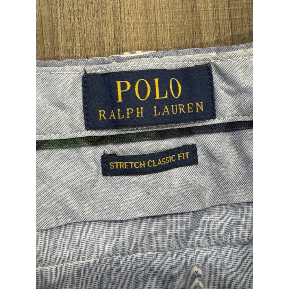Polo Ralph Lauren Stretch Classic Fit Blue Striped Cotton‎ Size 31 9" Inseam